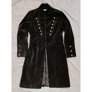 NEWPORT NEWS Vintage Black Velvet Pirates Military Coat Size 8 Steampunk Goth